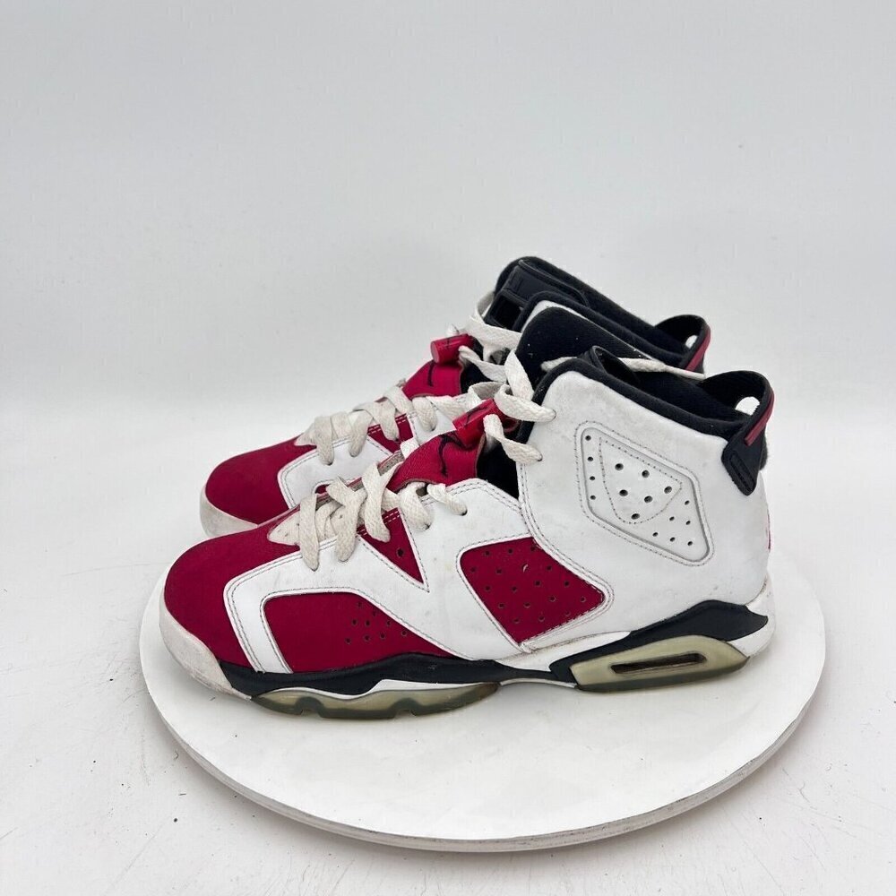 Nike Air Jordan 6 Carmine Retro Youth Sz 7Y Women 8.5 384665 106 White Red Shoes